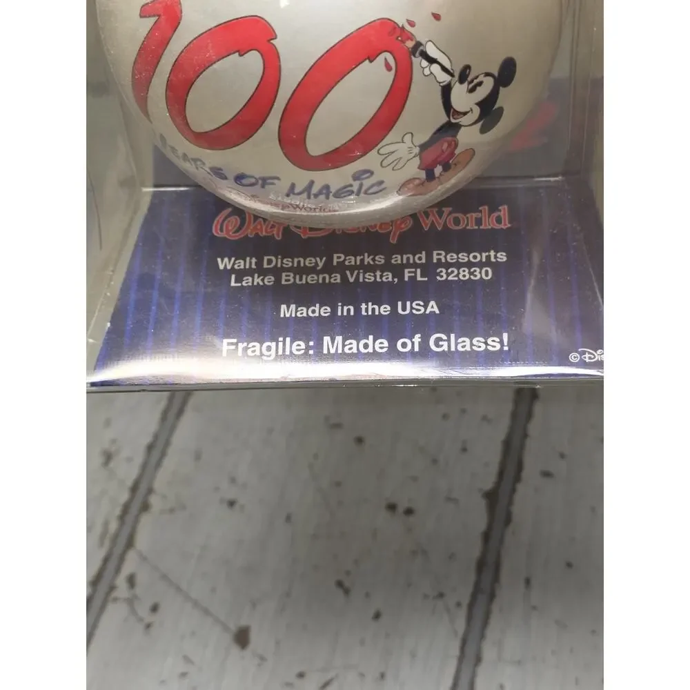 Vtg 100 Years of Magic Glass Ornament Christmas Walt Disney World Mickey Mouse